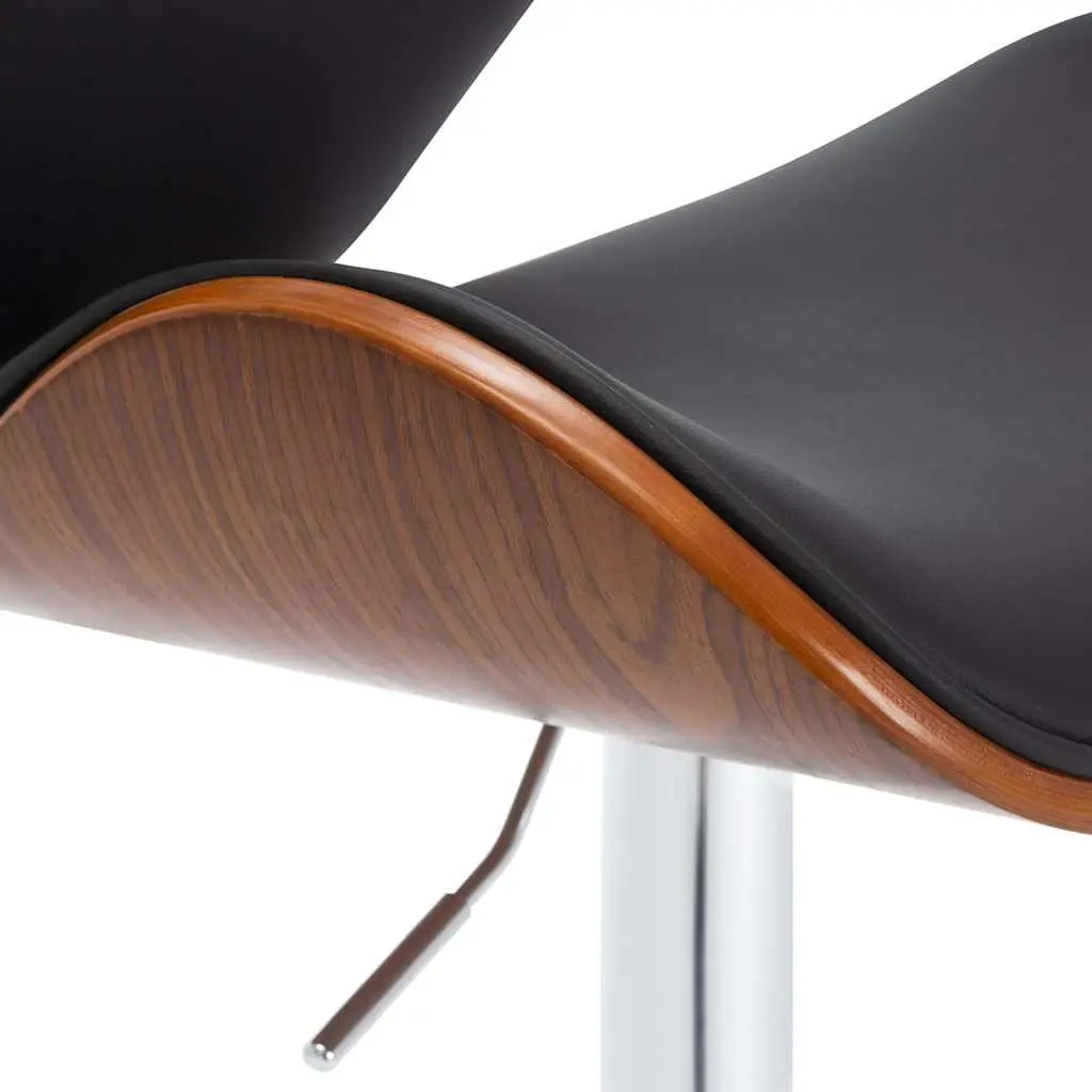 Bar Stool Black Faux Leather Seat Height Adjustable Gas Lift Footrest