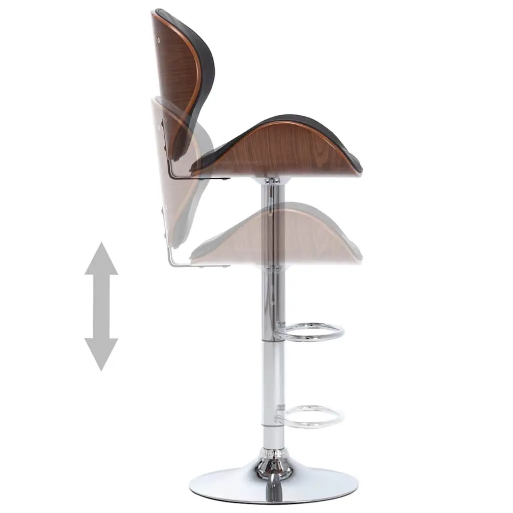 Bar Stool Black Faux Leather Seat Height Adjustable Gas Lift Footrest