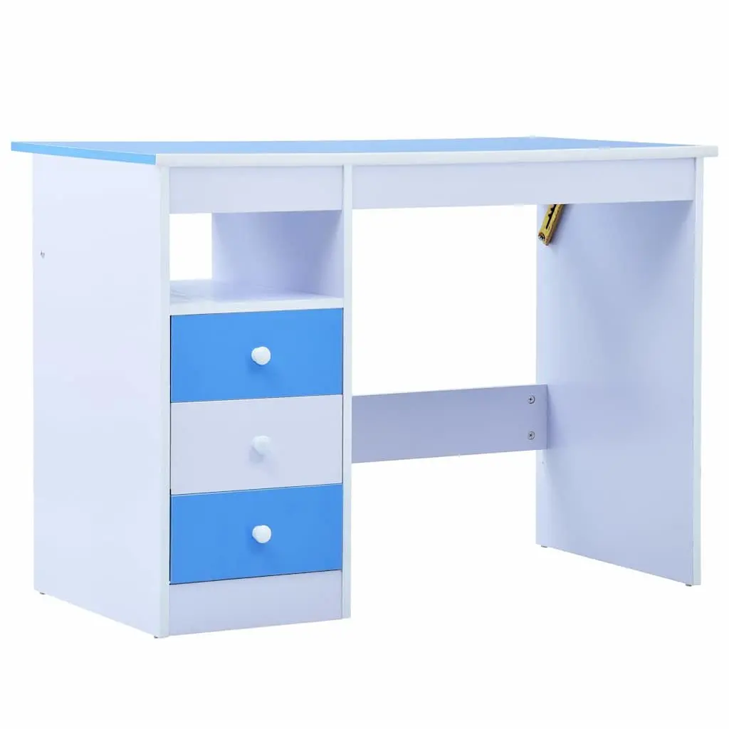 Children's Art Drafting Table Tiltable Study Desk Blue White Ergonomic Workspace