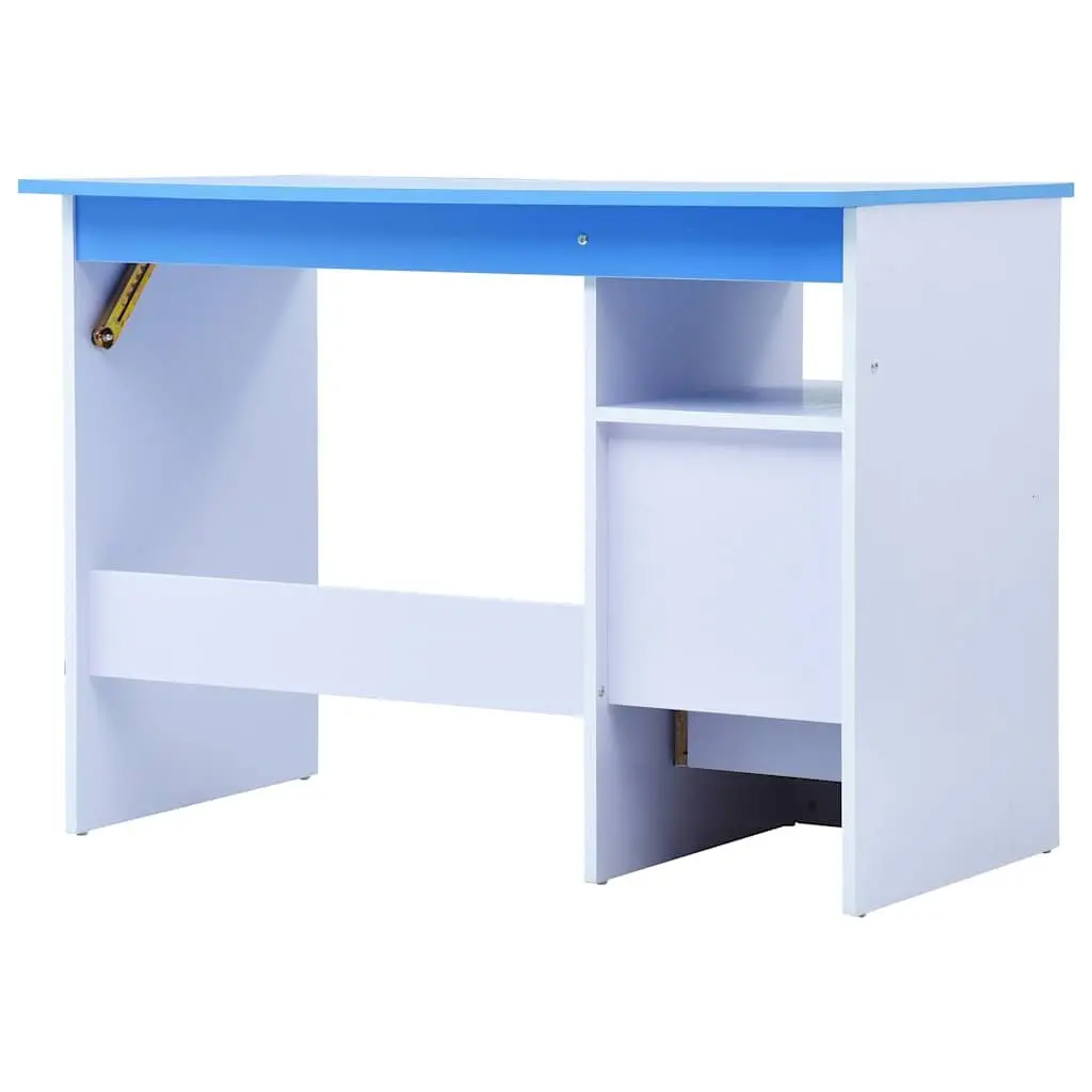 Children's Art Drafting Table Tiltable Study Desk Blue White Ergonomic Workspace