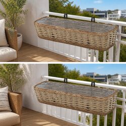 Set of 2 Handmade Wicker Garden Pots with PE Lining 80 cm