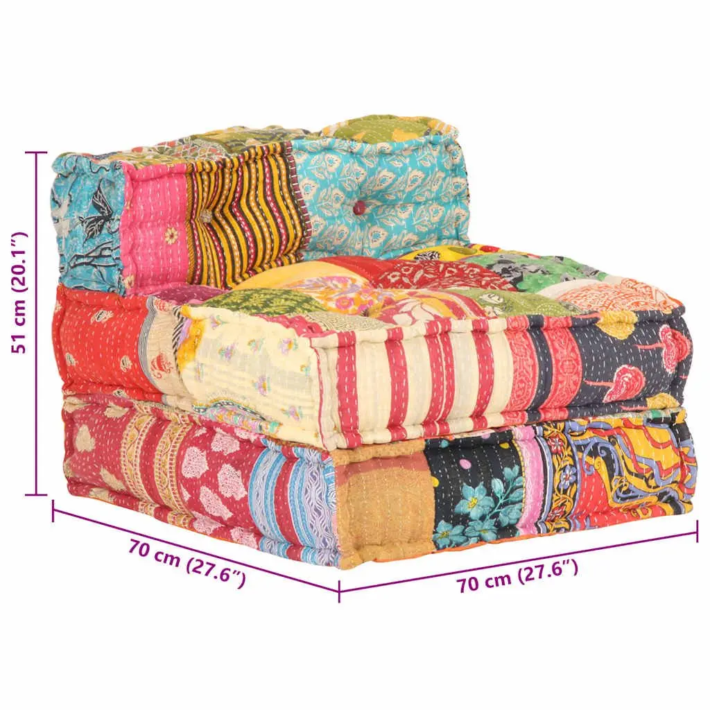 Modular Pouffe Multicolour Patchwork Fabric Convertible Sofa Chaise Lounge Chair