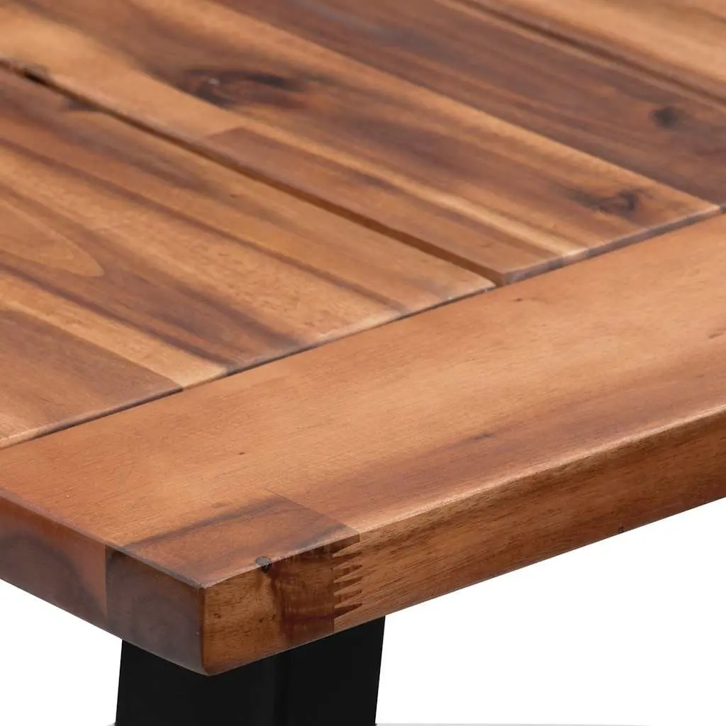 Dining Table 180x90cm Solid Acacia Wood Live Edge Industrial Style Metal Legs