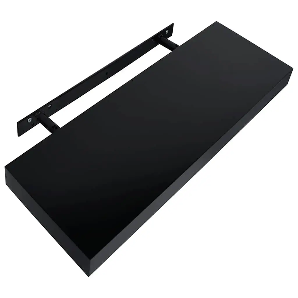Floating Wall Shelves 40x20cm Black Display Storage Organizer Set 2 Piece