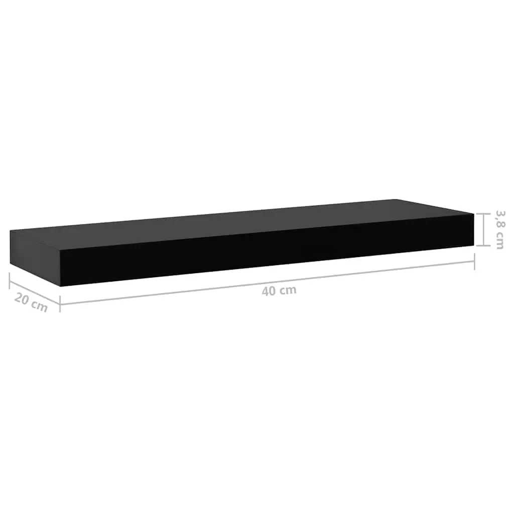 Floating Wall Shelves 40x20cm Black Display Storage Organizer Set 2 Piece
