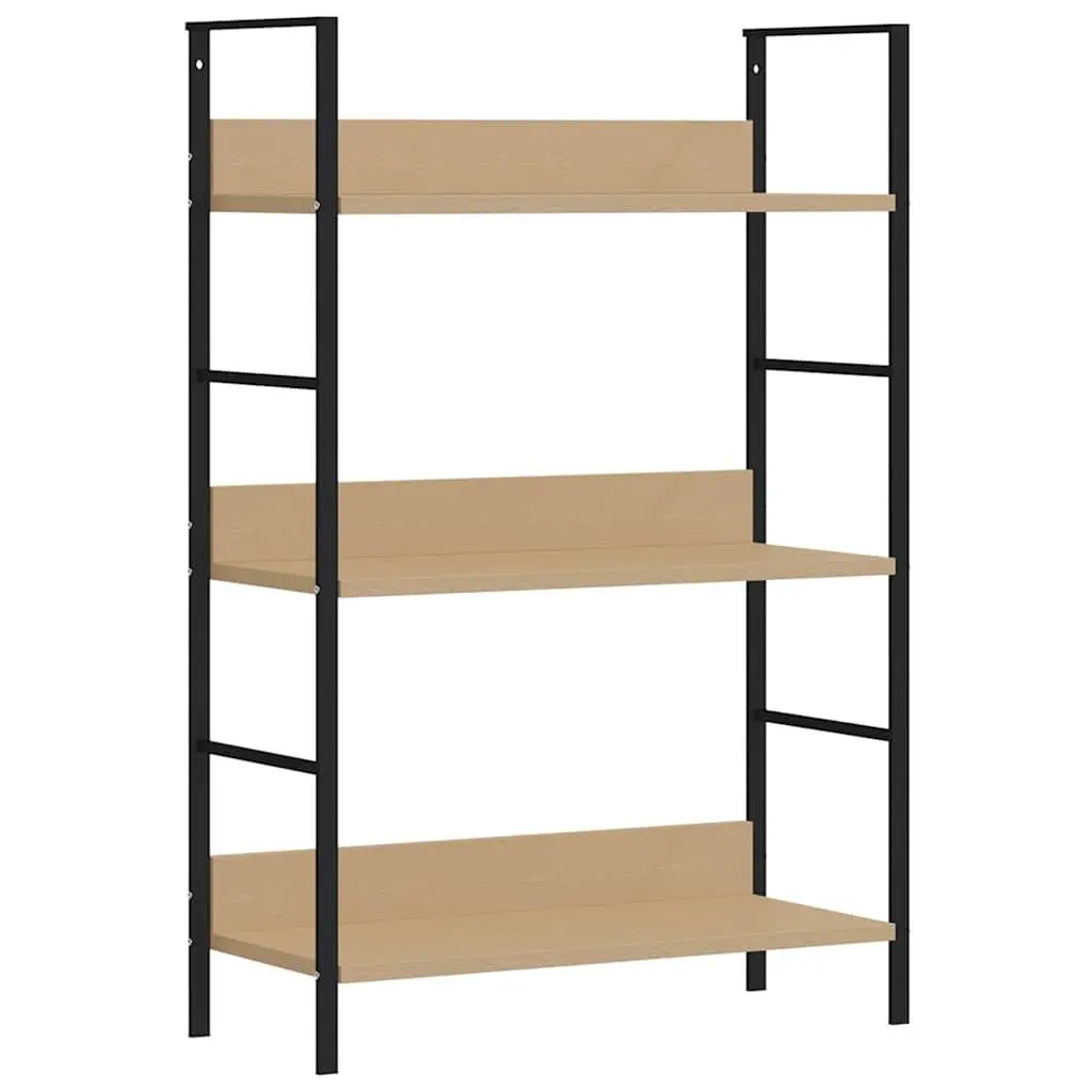 3-Layer Book Shelf Brown Engineered Wood Compact Storage Cabinet Display Rack