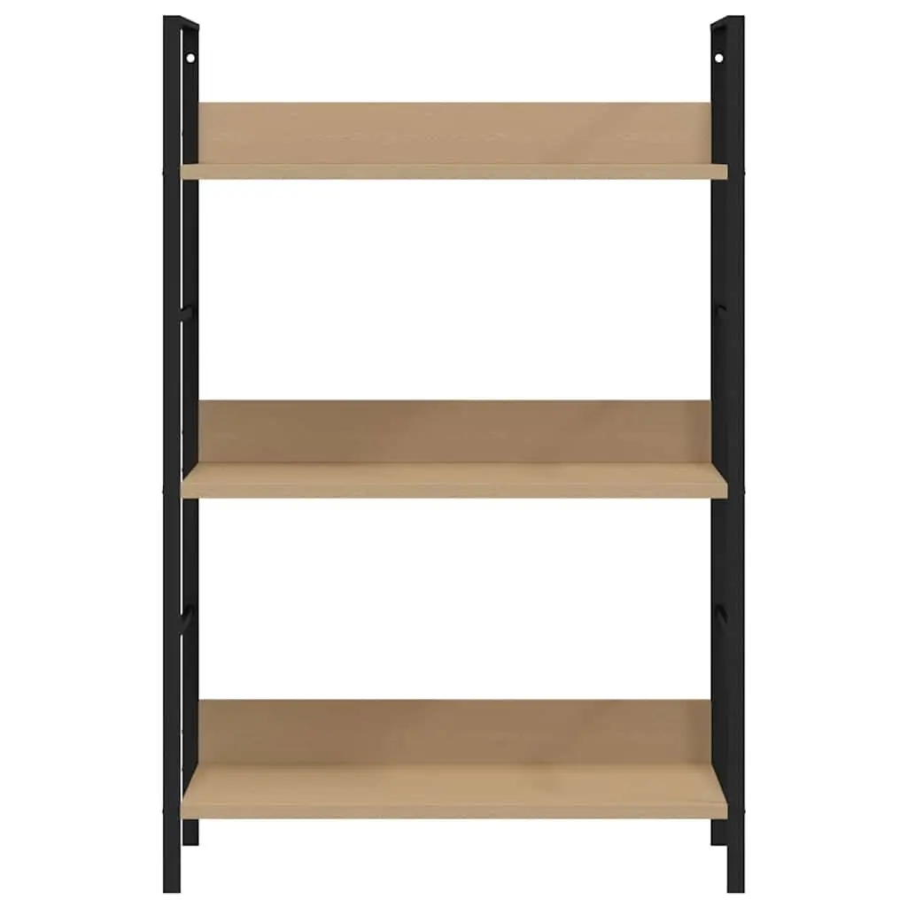3-Layer Book Shelf Brown Engineered Wood Compact Storage Cabinet Display Rack