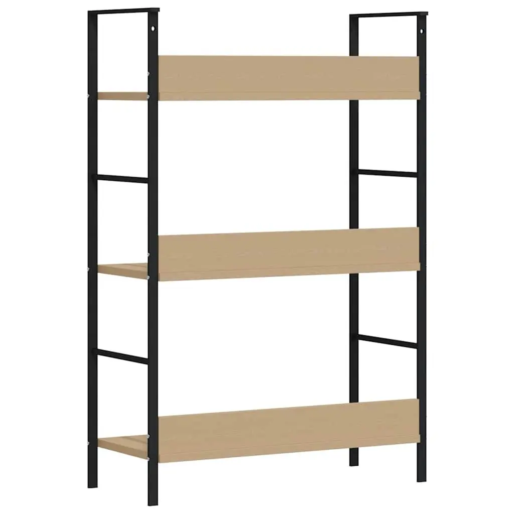 3-Layer Book Shelf Brown Engineered Wood Compact Storage Cabinet Display Rack