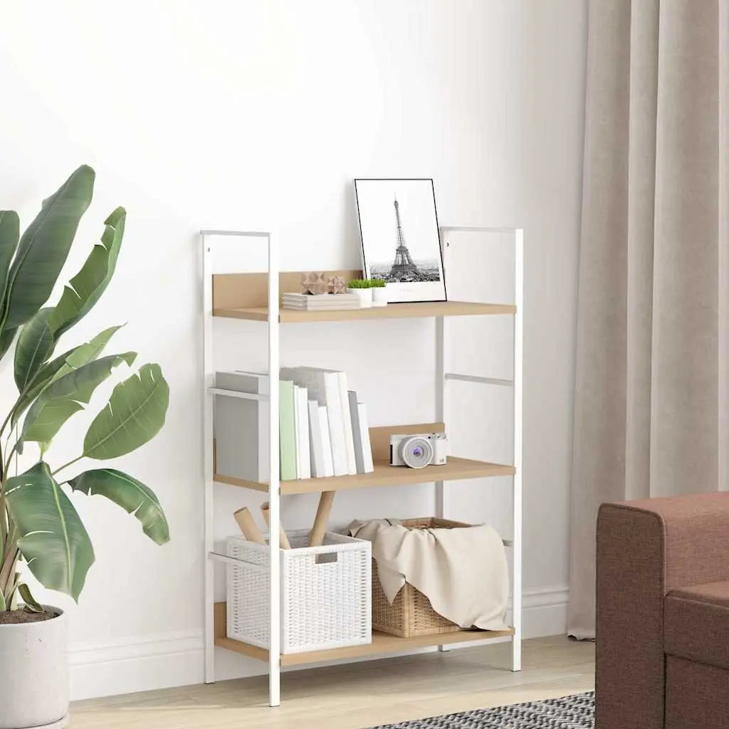 3-Layer Bookshelf 60 cm Brown Engineered Wood Open-Frame Storage Display Rack
