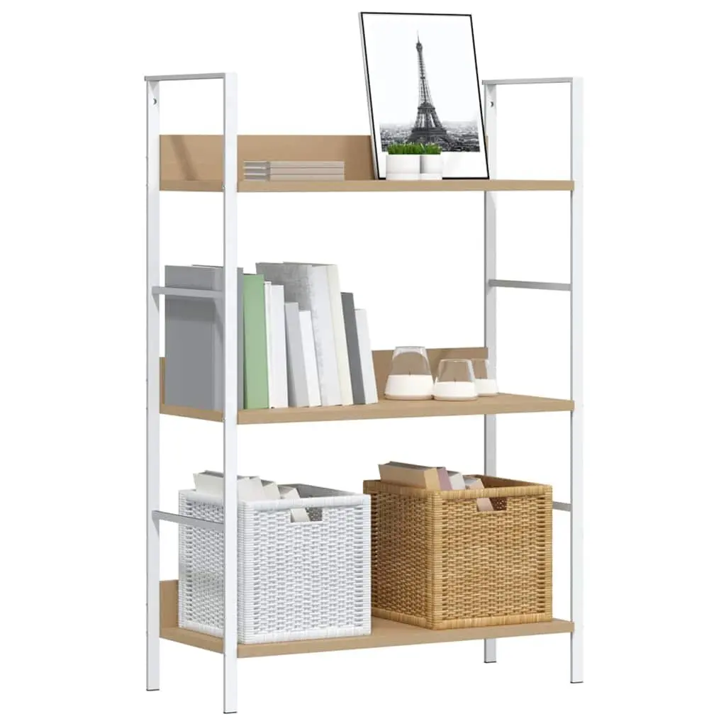 3-Layer Bookshelf 60 cm Brown Engineered Wood Open-Frame Storage Display Rack