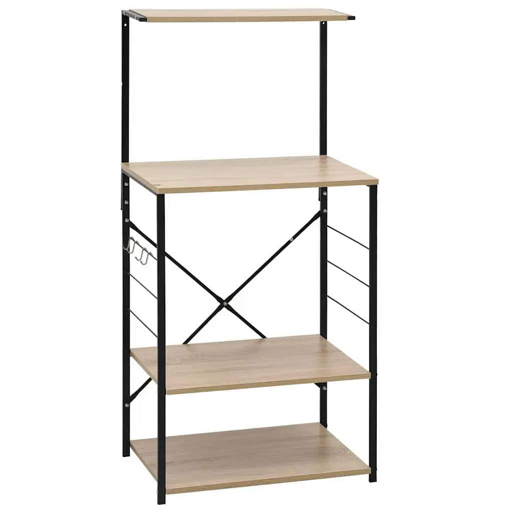 4-Tier Storage Cabinet Kitchen Shelf Organiser Black Oak 60x39.6x123cm