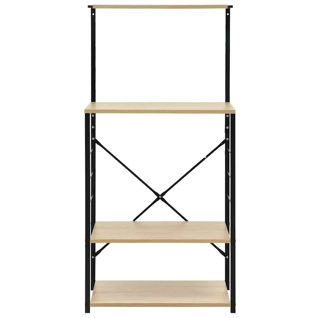 4-Tier Storage Cabinet Kitchen Shelf Organiser Black Oak 60x39.6x123cm