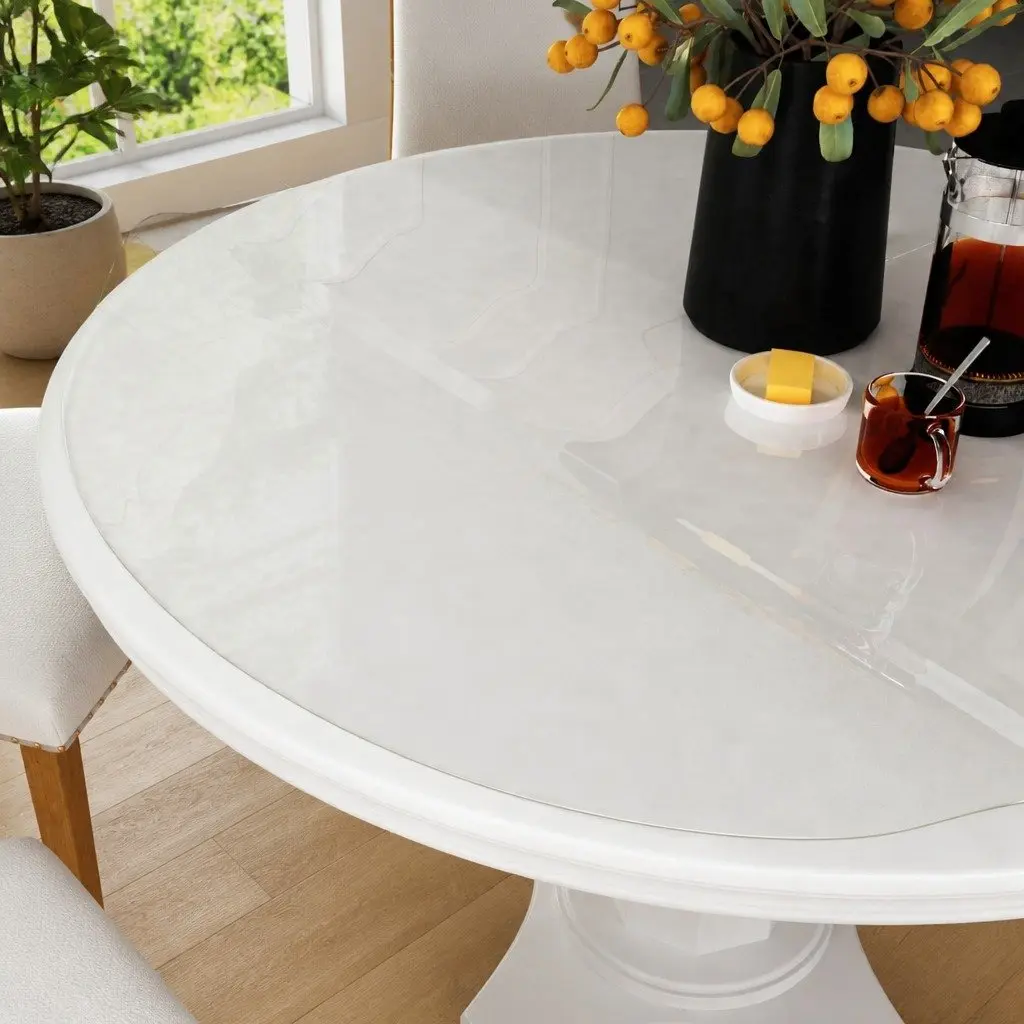 Round Table Protector 100 cm Clear PVC Film Waterproof Soft Material