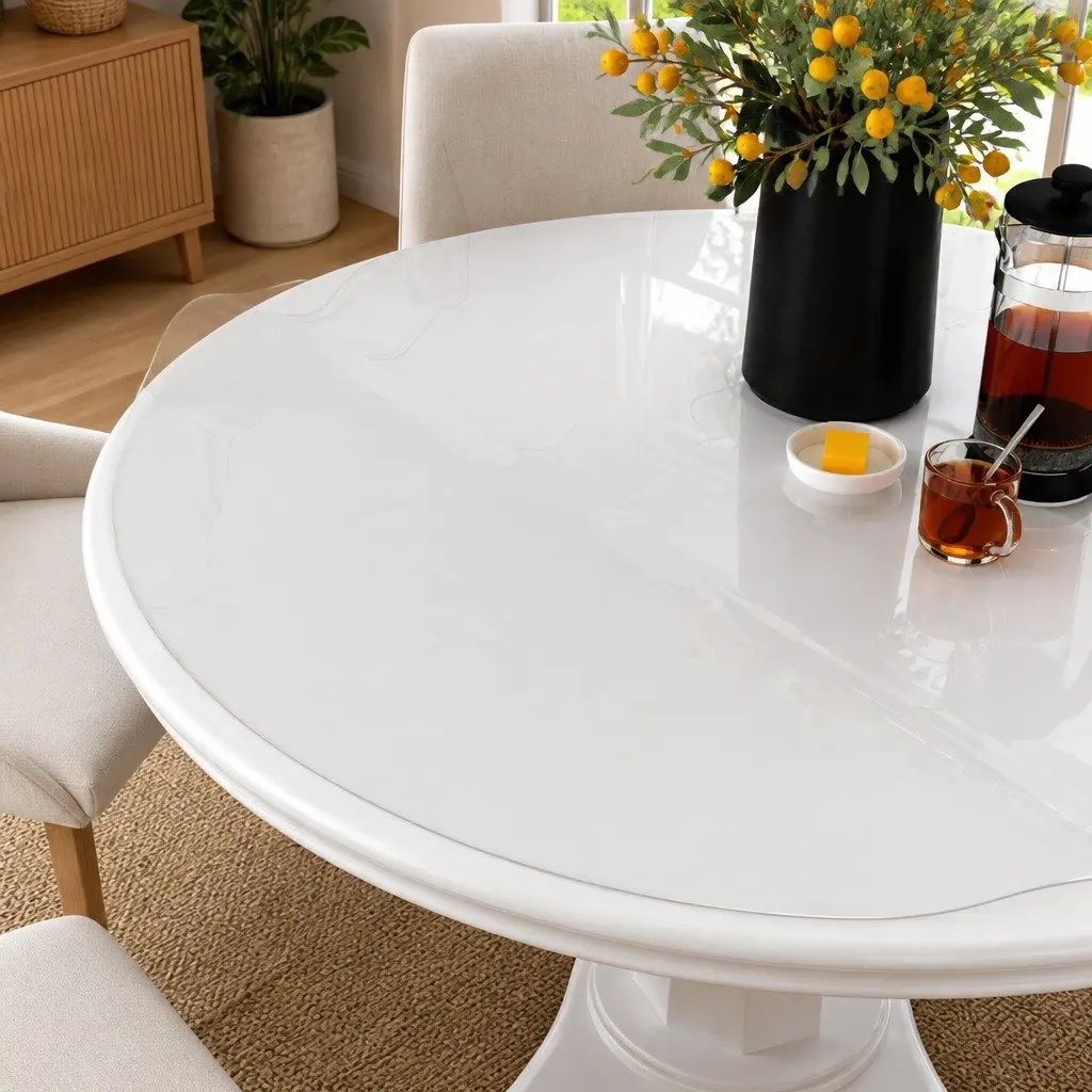Round Table Protector 120 cm Transparent PVC Waterproof Oil-resistant Flexible Cutting