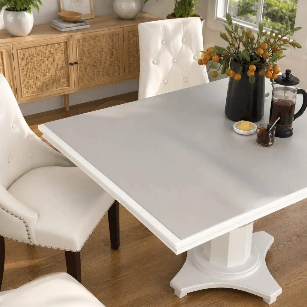 Transparent PVC Table Protector Mat 200 x 100 cm Waterproof Soft Easy to Clean