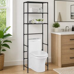 Space-Saving Black Bathroom Organizer - 3-Tier Rack