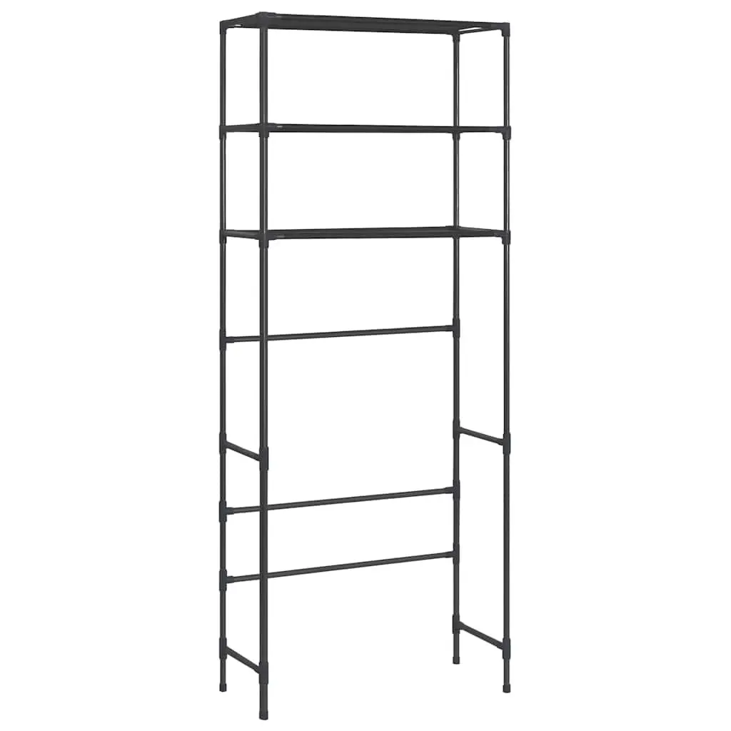 3-Tier Storage Rack Over Laundry Machine Black Stainless Steel Organiser