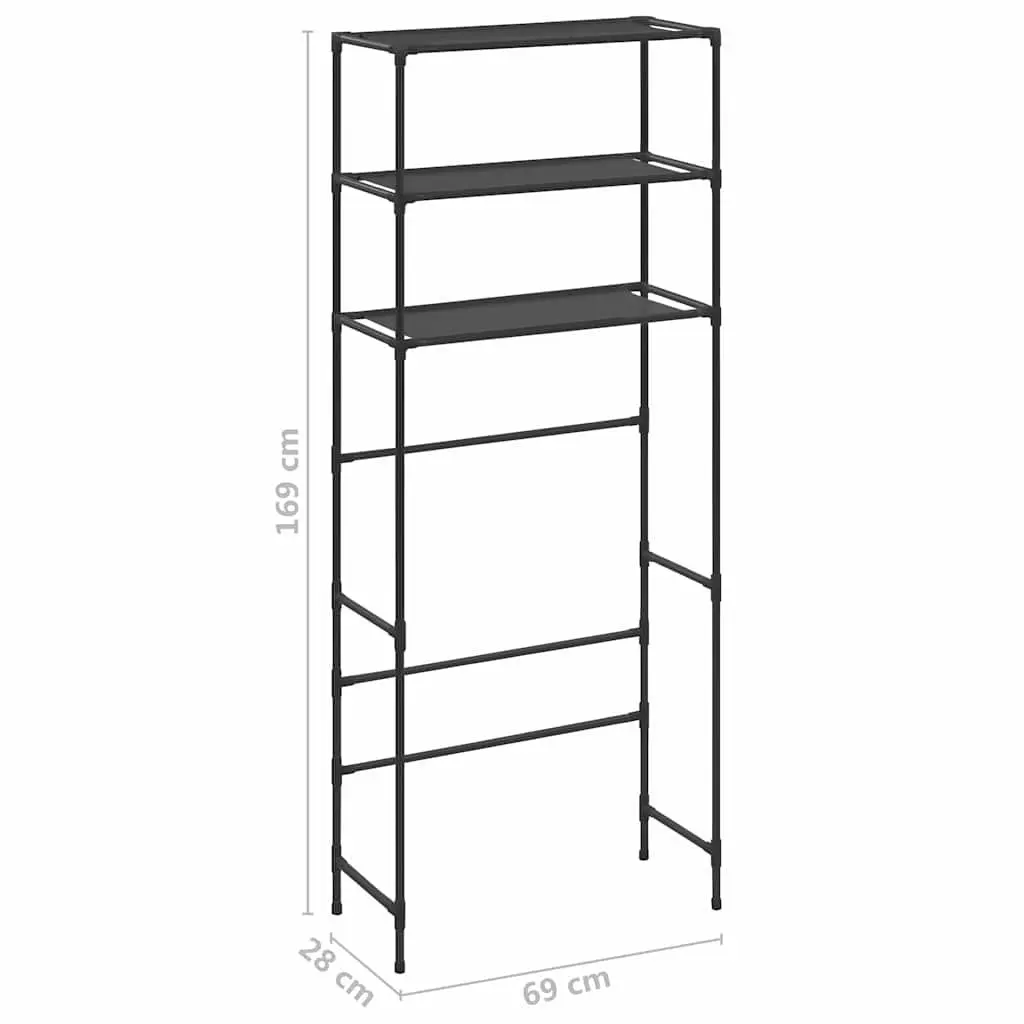 3-Tier Storage Rack Over Laundry Machine Black Stainless Steel Organiser