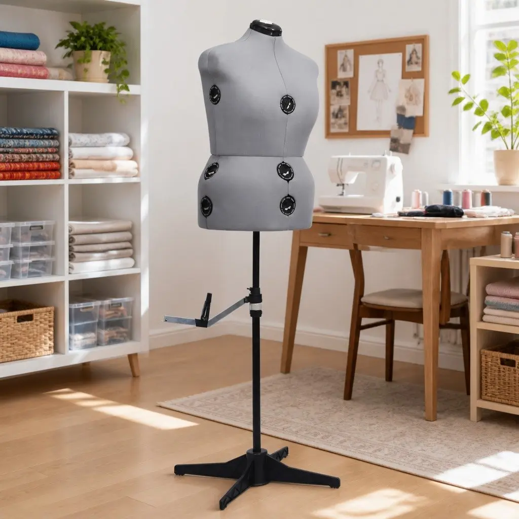 Adjustable Dress Form Female L Size 44-50 Height Adjustable Customizable Measurements Grey