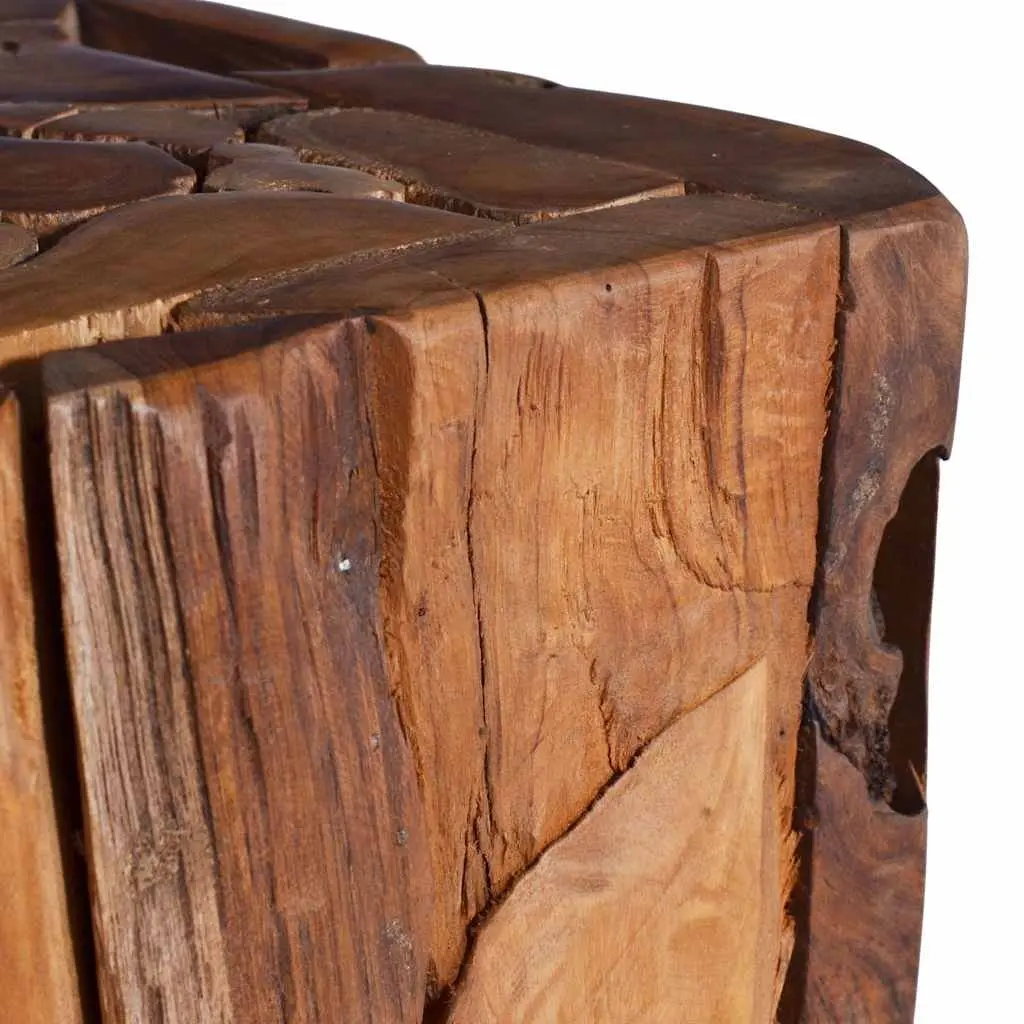 Solid Teak Wood Side Table 30x30x80 cm Handmade Accent End Table Corner Plant Stand