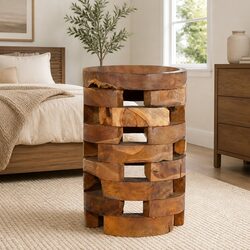 Bedside Cabinet 30x30x45 cm Solid Teak Wood Nightstand Side Table Brown