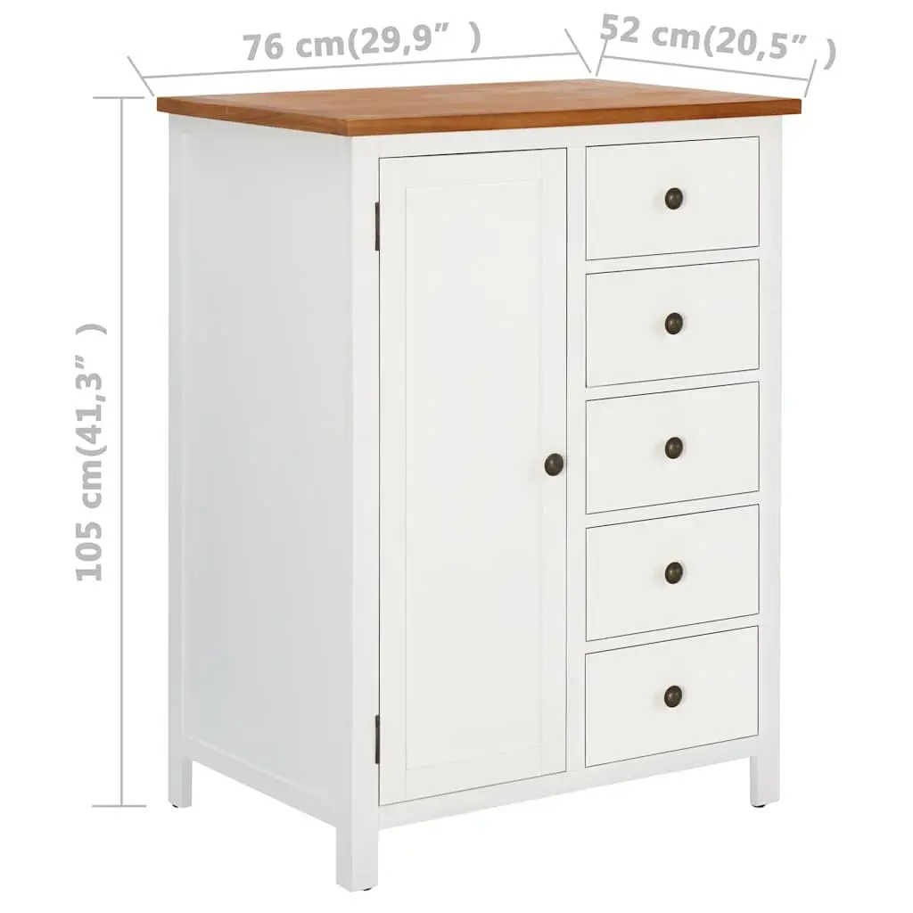 Wardrobe 76x52x105 cm Solid Oak Wood Clothes Cabinet with Hanging Rod and Drawers