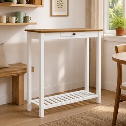 Solid Oak Wood Bar Table 100x40x110cm Brown Kitchen Dining Furniture Shelf