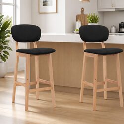Black Fabric Upholstered Bar Stool Set for Chic Spaces