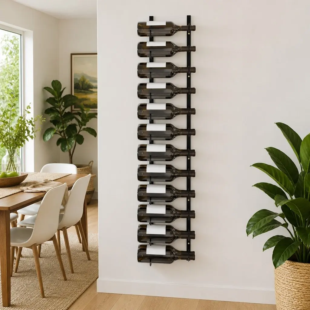 Wall-mounted Wine Rack 24 Bottles Black Iron Storage Display