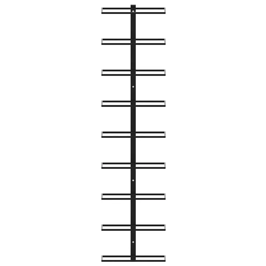 Wall-Mounted Wine Rack 9 Bottle Storage Black Iron Modern Home Decor Display