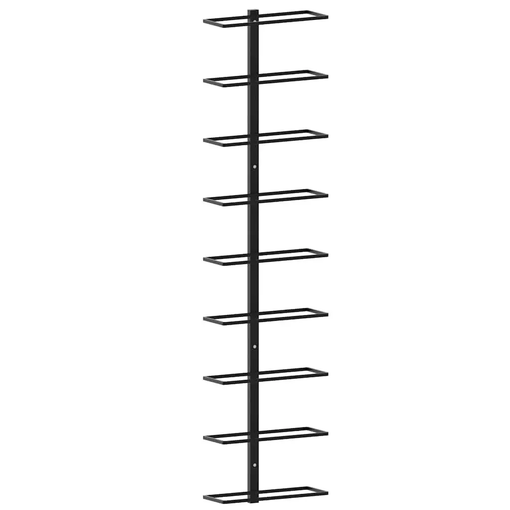 Black Iron Wall-mounted Wine Rack 2 Piece Storage Display Organizer 18 Bottle Capacity