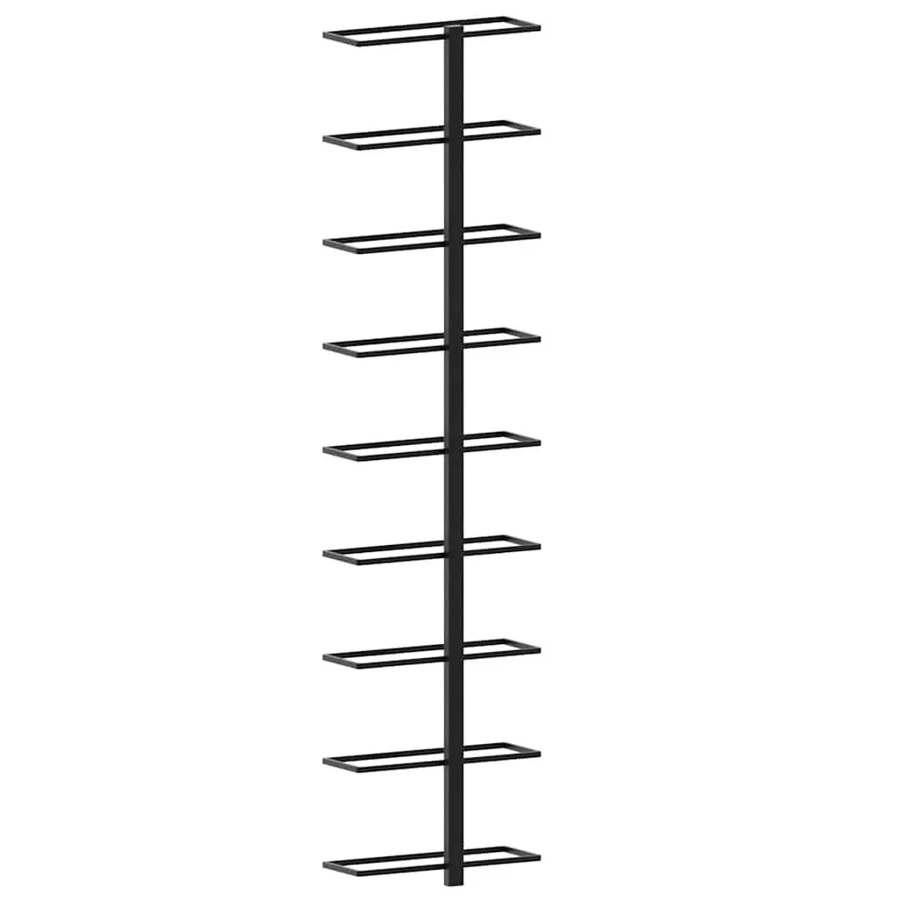 Black Iron Wall-mounted Wine Rack 2 Piece Storage Display Organizer 18 Bottle Capacity