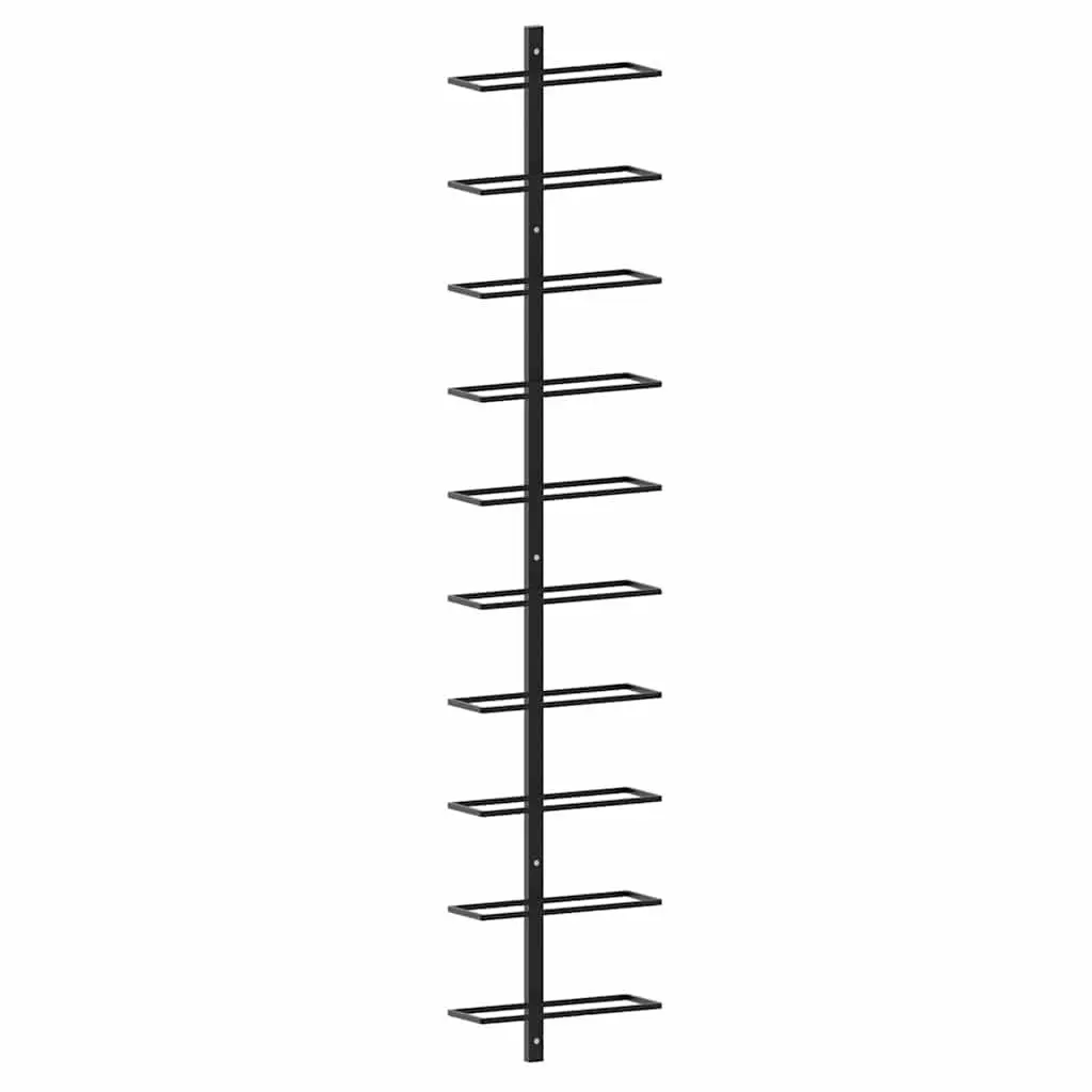 Wall-mounted Wine Rack 20 Bottles Black Metal Storage Display 2 Pieces Set