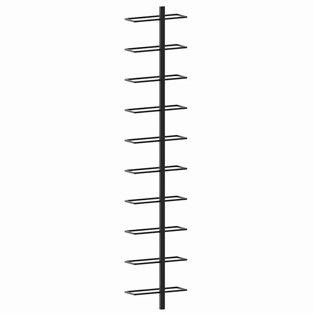 Wall-mounted Wine Rack 20 Bottles Black Metal Storage Display 2 Pieces Set
