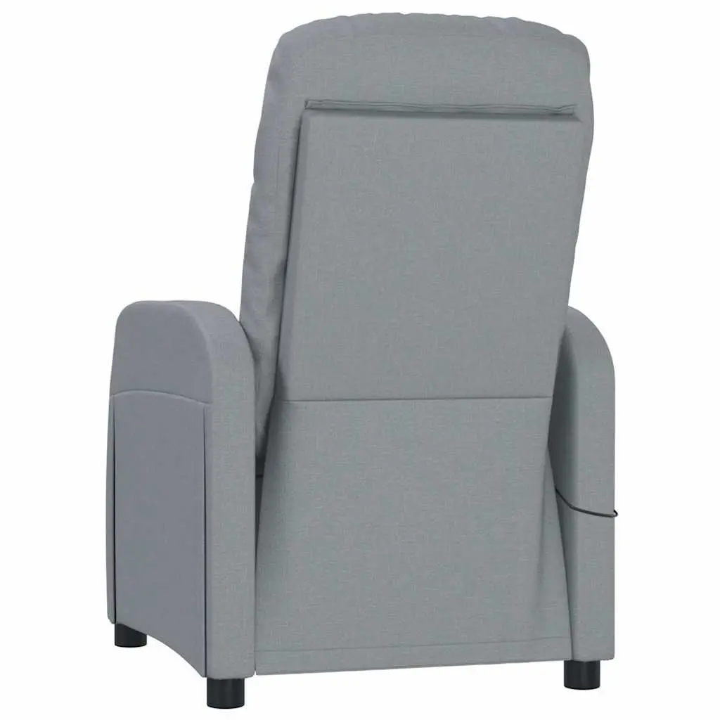 Reclining Electric Massage Chair Grey Fabric 6 Vibration Points Manual Control