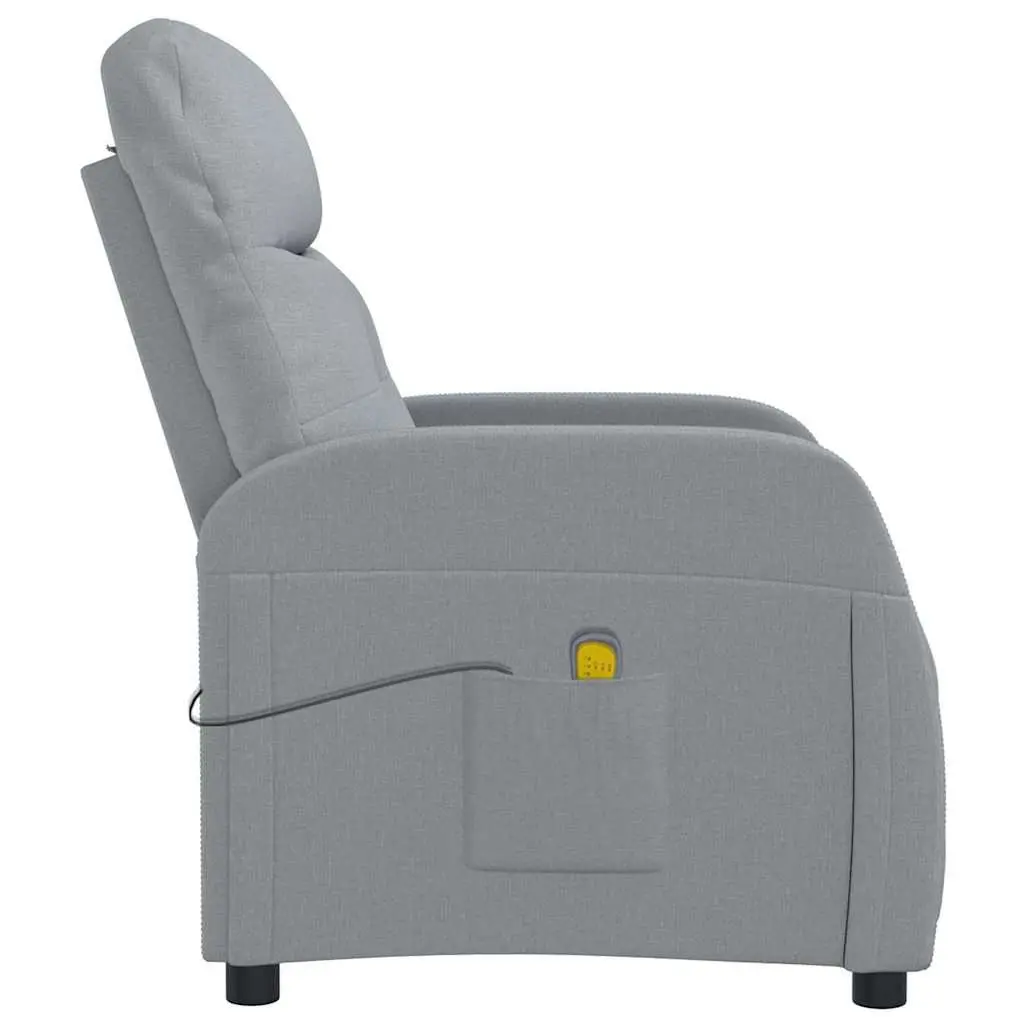 Reclining Electric Massage Chair Grey Fabric 6 Vibration Points Manual Control