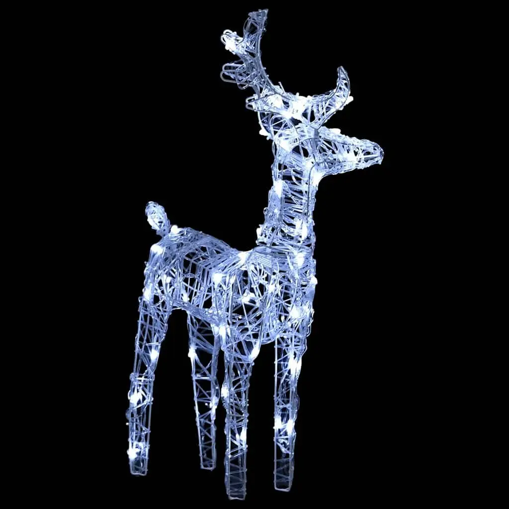 Christmas Reindeer Sleigh Decoration 280cm Pre-lit Cold White LED Lights Outdoor Garden