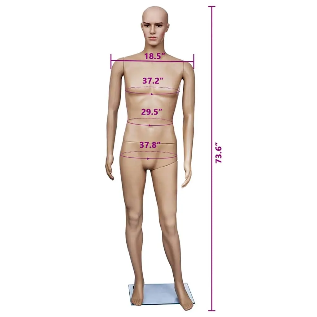 Full-Body Male Mannequin Beige Articulated Head Arms Legs 360 Degree Rotation