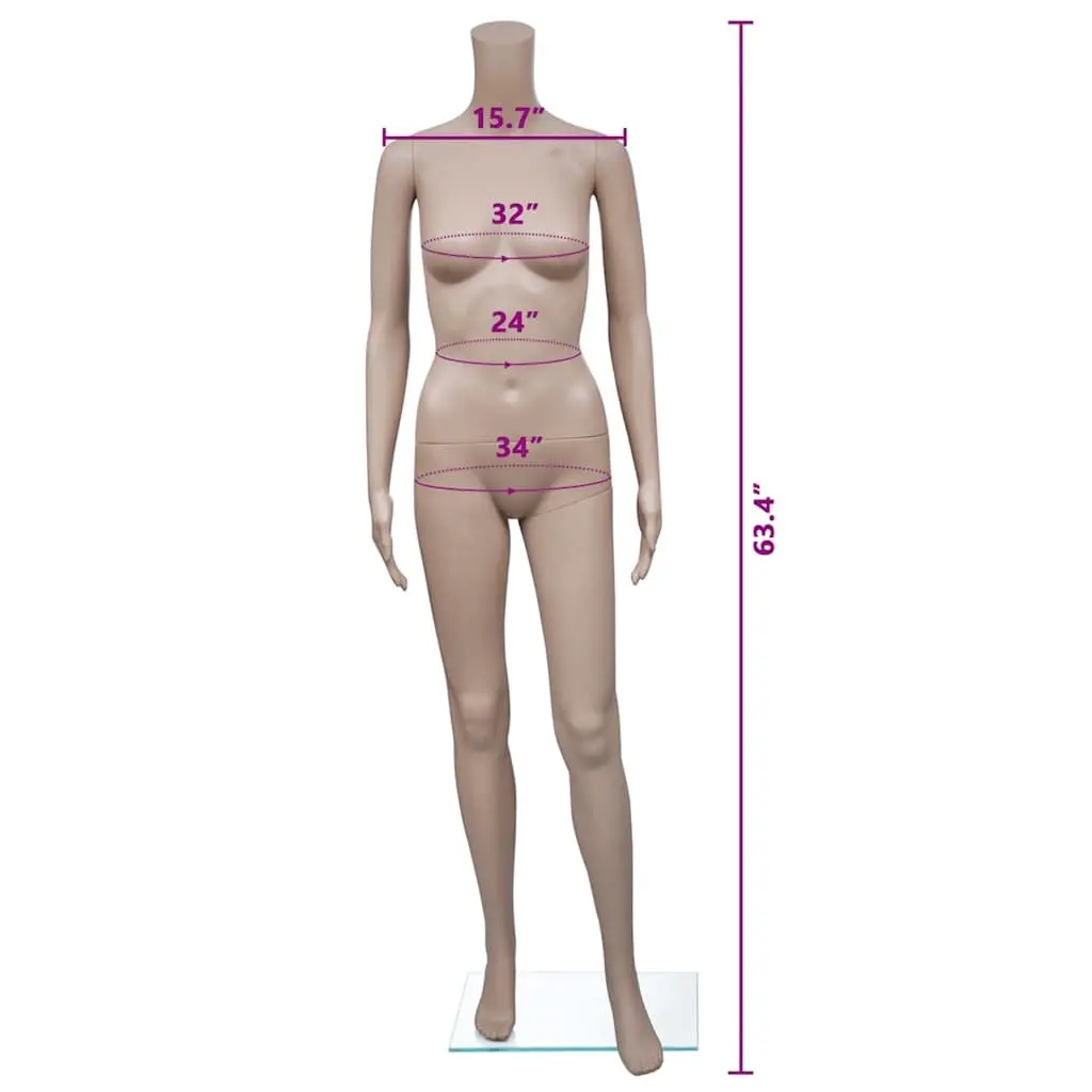 Beige Female Mannequin Display Torso 360° Rotating Arms PE Material with Glass Base