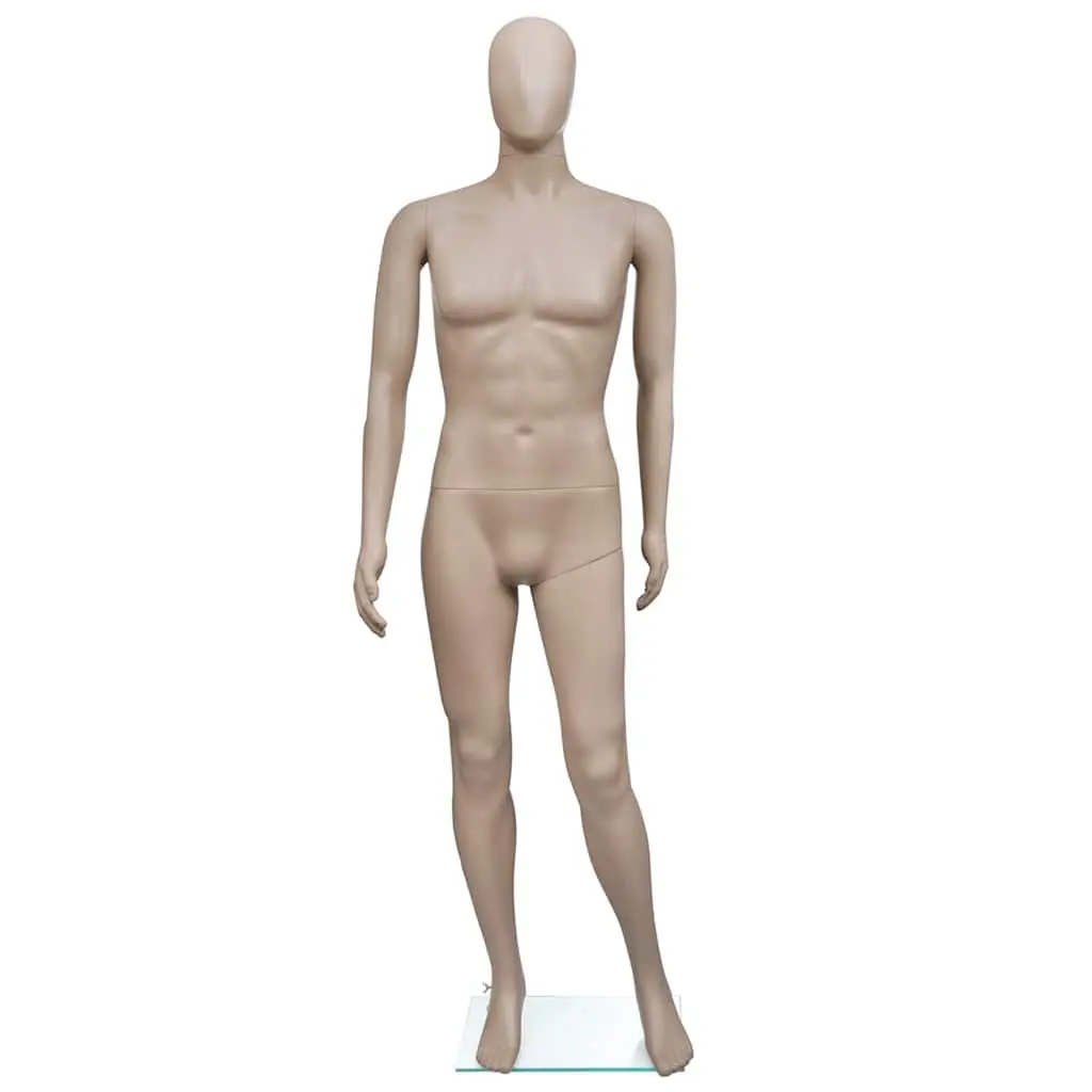 Full-Body Male Mannequin Beige 360° Rotatable Head and Arms for Fashion Retail Clothing Display