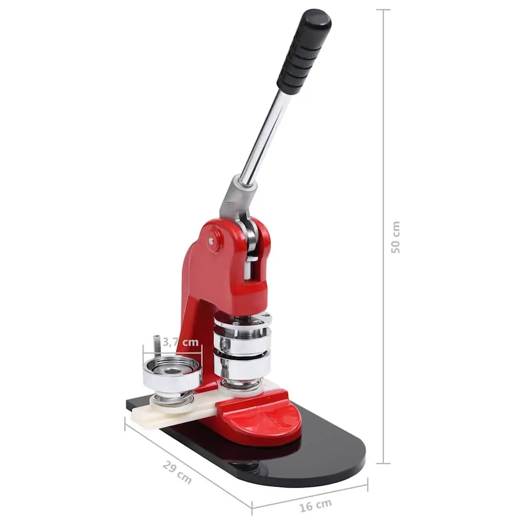 Button Badge Maker Machine 37mm with Circle Cutter for DIY Crafting and Custom Badge Creation Red