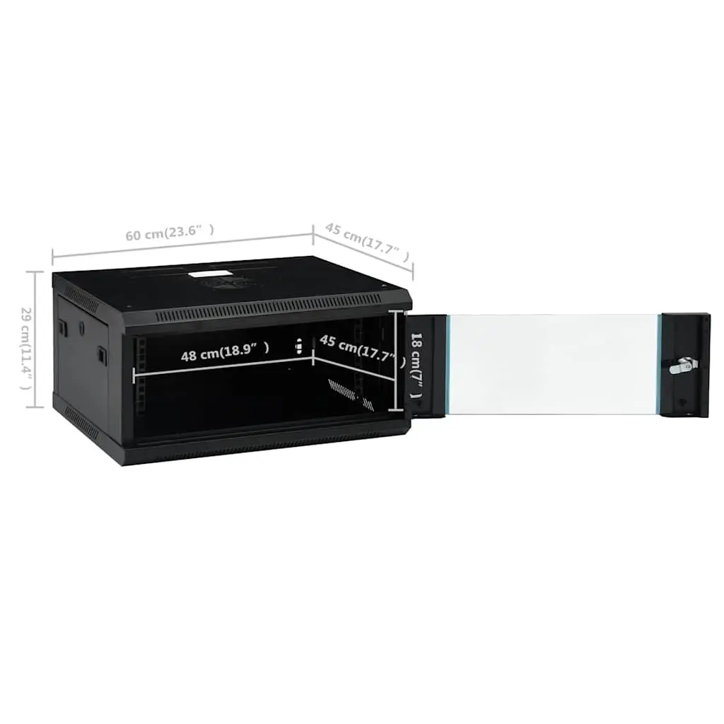 4U Wall Mounted Network Cabinet 19 Inch Rack Mount Server Equipment Storage Lockable Front Door Removable Side Panels