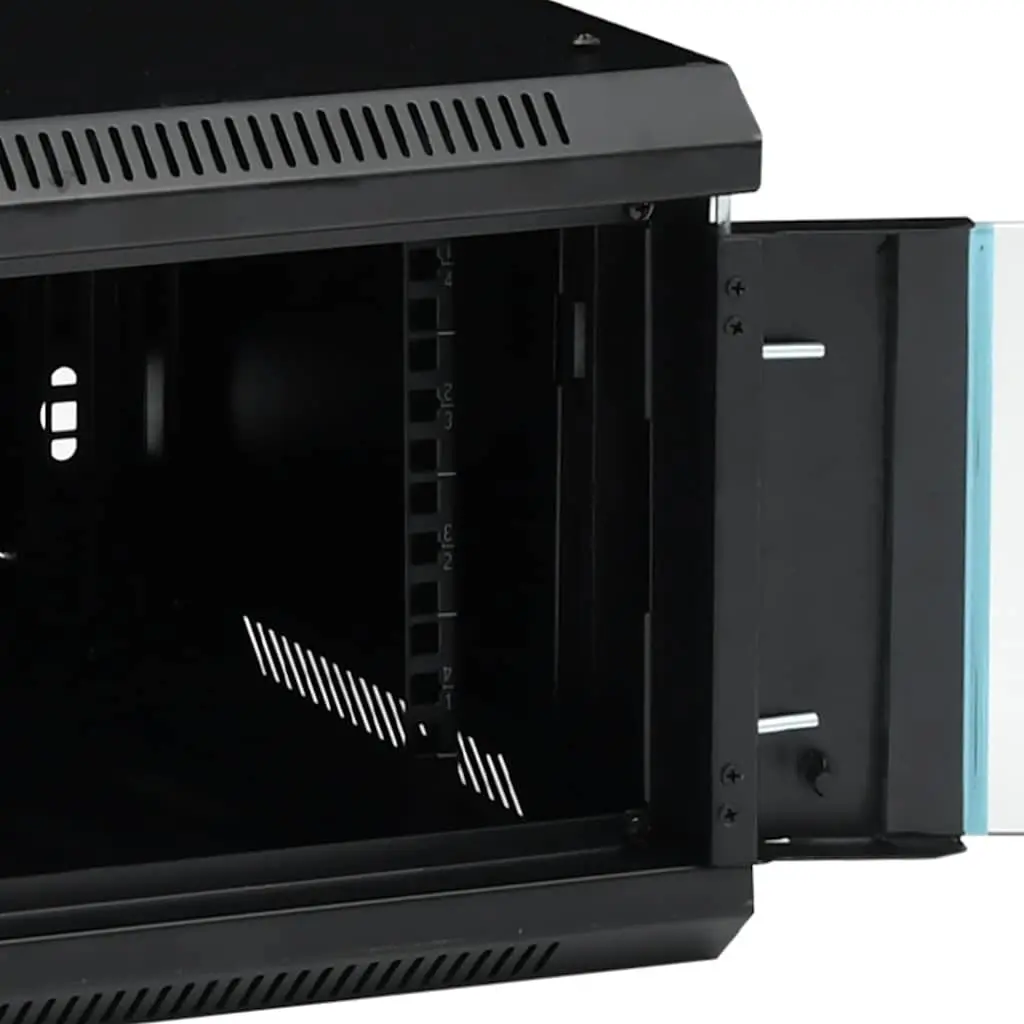 9U Wall Mounted Network Cabinet 19 Inch Data Server Rack Enclosure 600x450x510mm Solid Structure Removable Side Panels Lockable Front Door