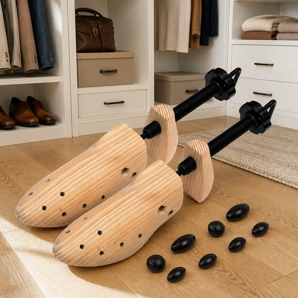Wooden Shoe Trees Size 36-40 Moisture Absorbing Adjustable Length and Width