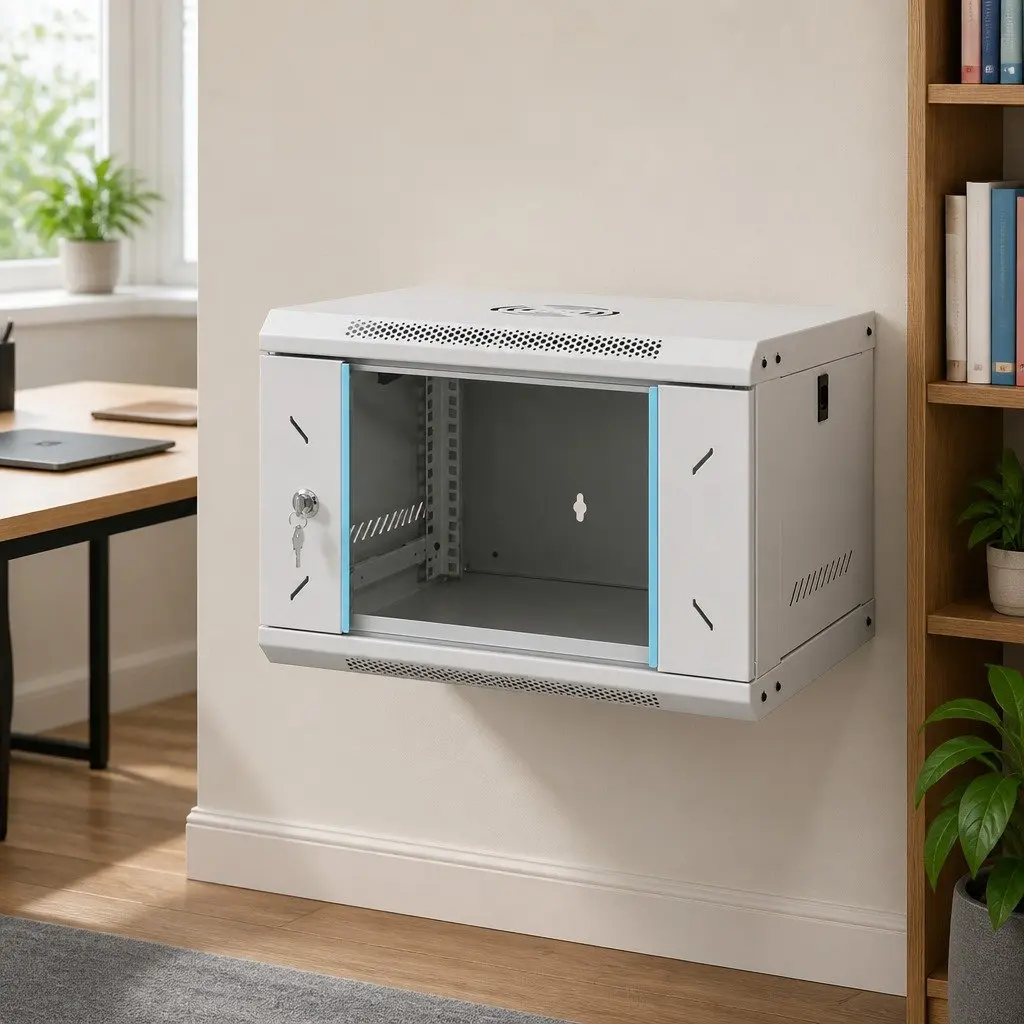 6U Wall Mounted Network Cabinet Grey Solid Cold-Rolled Steel Structure IP20