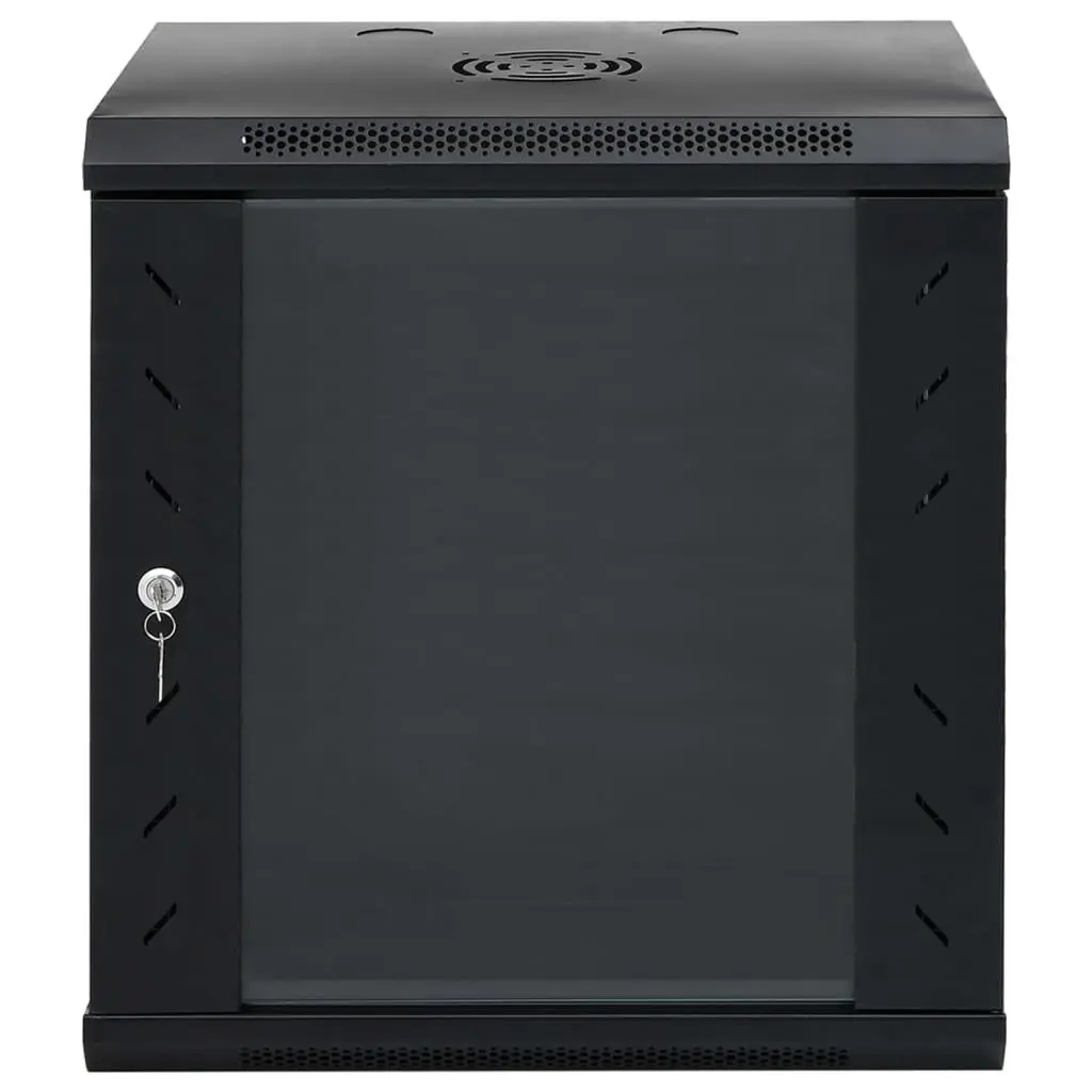 12U Wall Mounted Network Cabinet 19 Inch Lockable Front Door Removable Side Panels