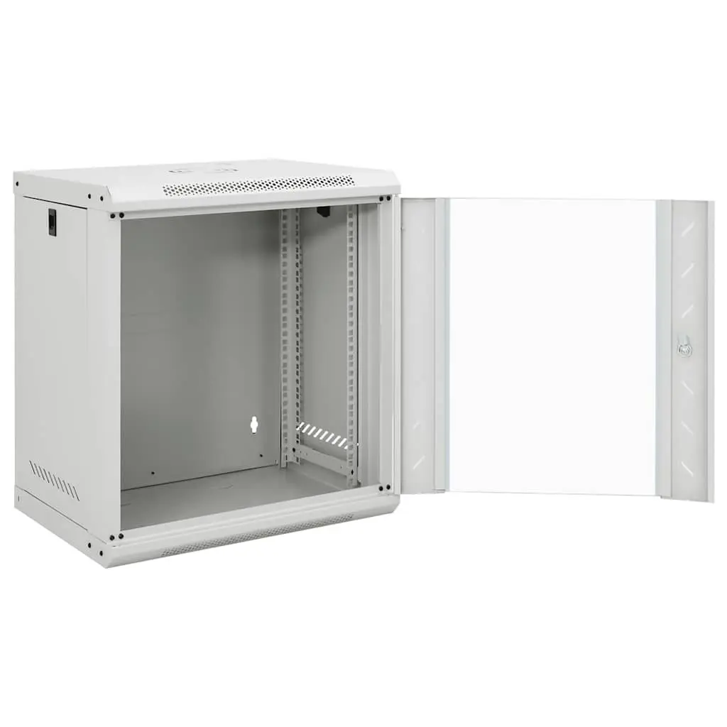12U Wall Mounted Network Cabinet 19" Grey Lockable Front Door Removable Side Panels
