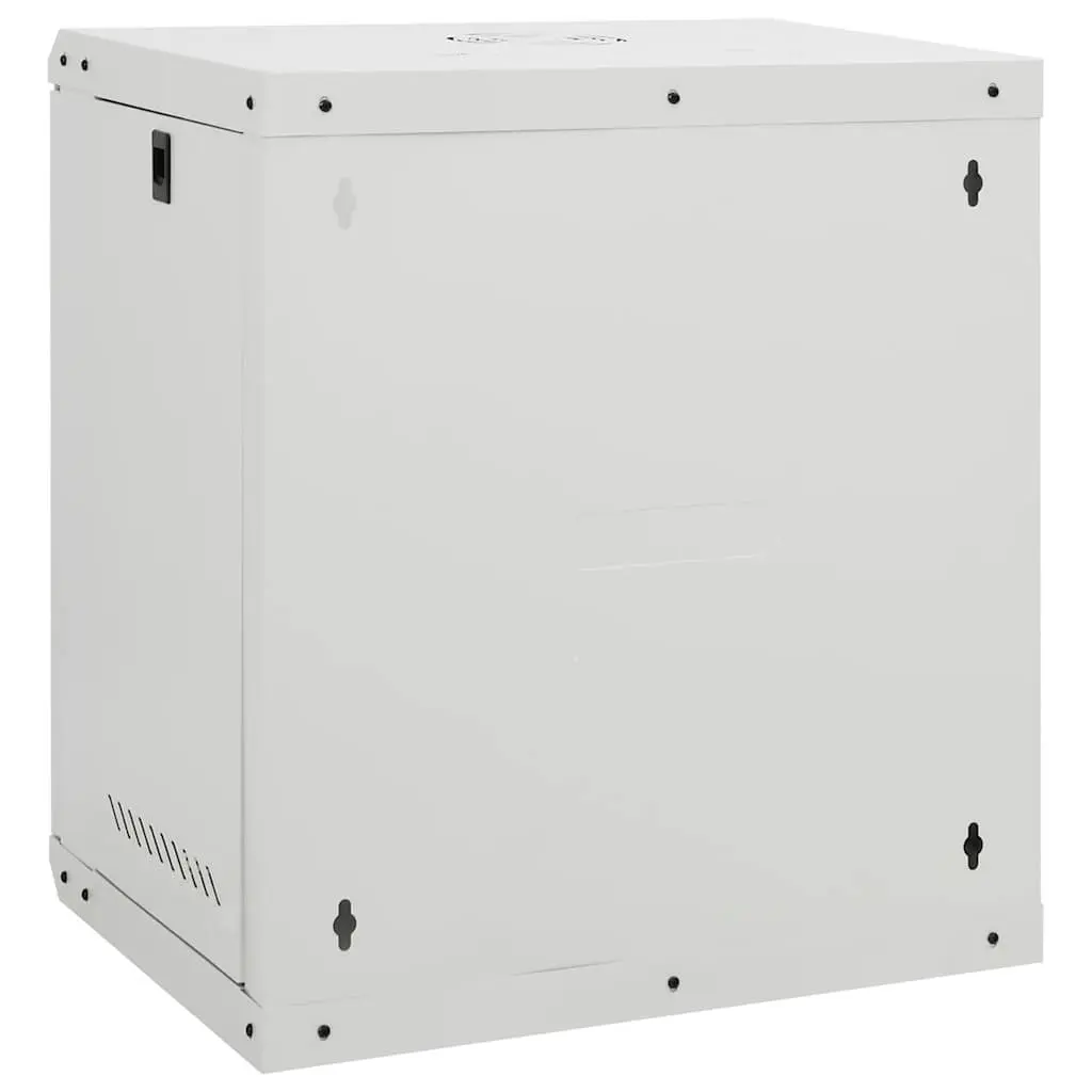 12U Wall Mounted Network Cabinet 19" Grey Lockable Front Door Removable Side Panels