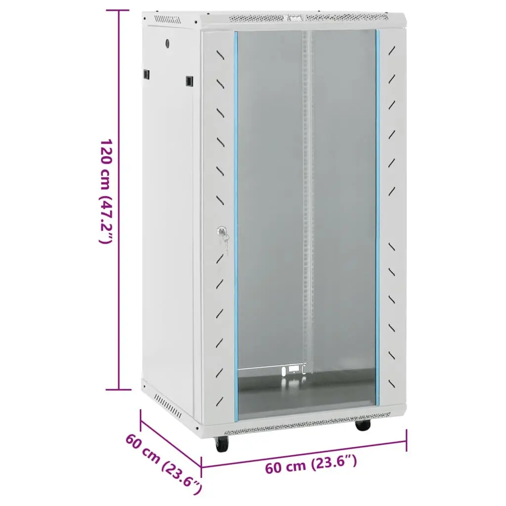 22U Network Cabinet 19" Grey Lockable Data Storage Rack with Swivel Feet