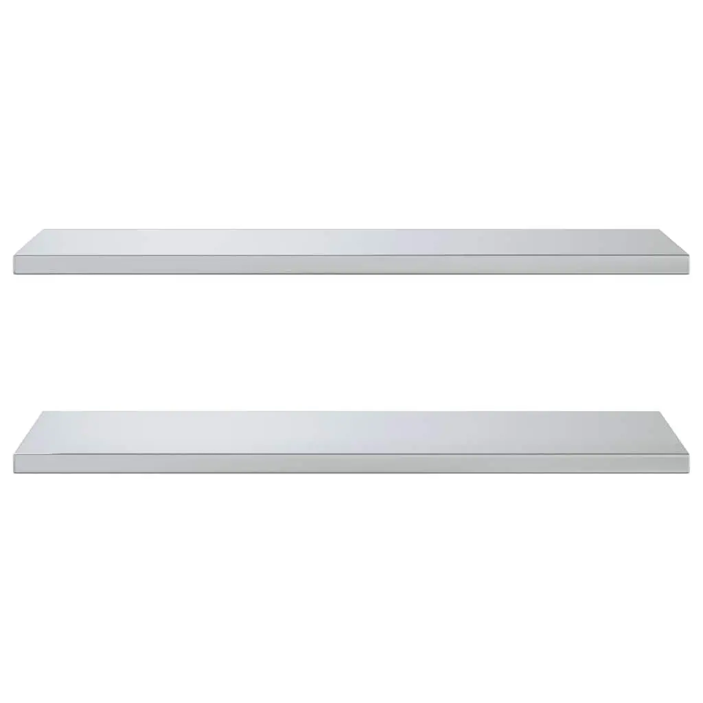 Wall Shelves 100x40 cm Silver Stainless Steel Floating Storage Display 2 Piece